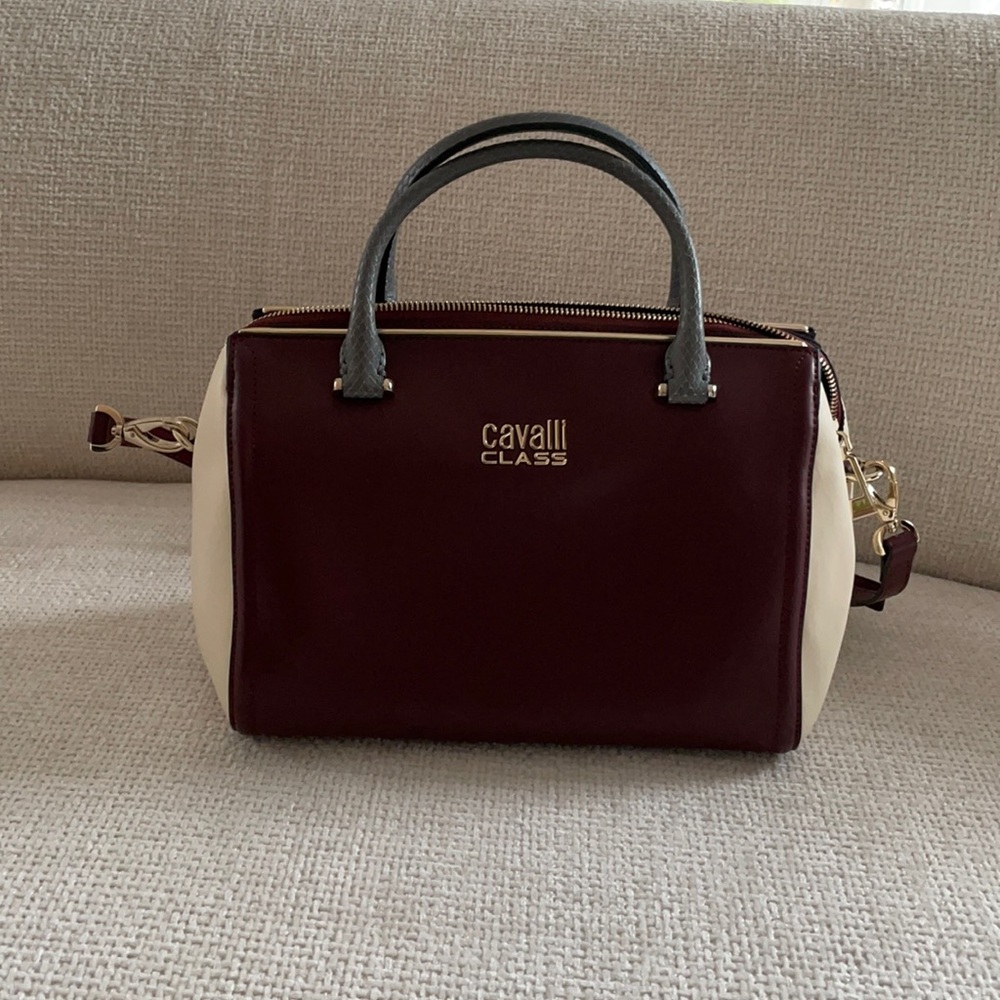 Cavalli Class by Roberto Cavalli Structured Purse with snakeskin handles